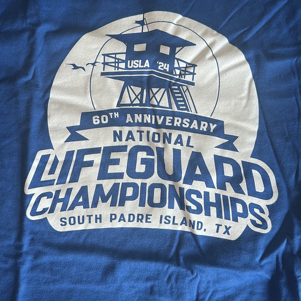 Official USLA 2024 Gear, Blue Lifeguard Championships T-Shirt, Size Med
